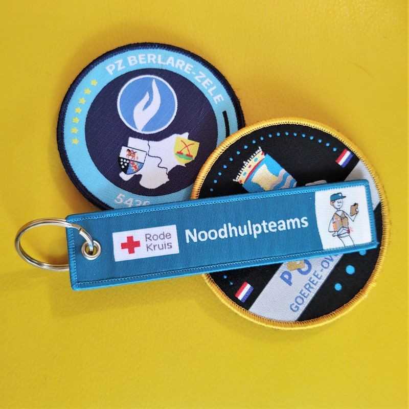 Geweven keychain,  tweezijdig met uw eigen tekst of logo
