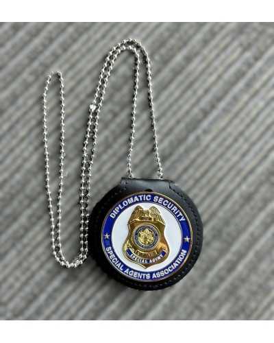 Aangepaste politiebadge met leren houder - Gepersonaliseerde wetshandhavingsmedailles